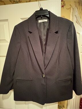 Kasper Women's Dark Gray Textured Single-Button Blazer